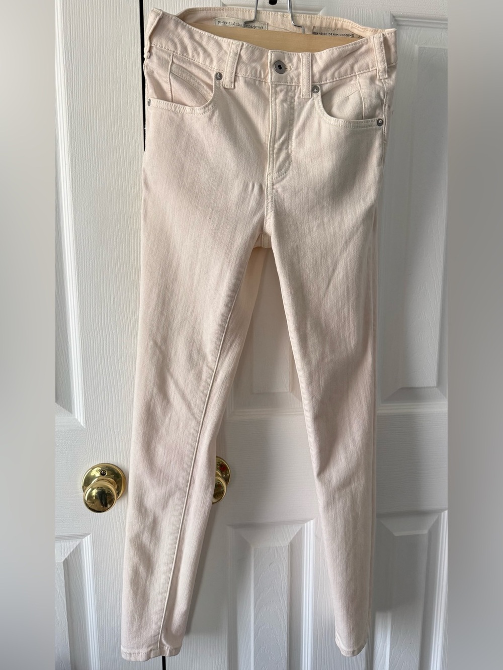 Pilcro and the Letterpress Skinny Jeans in Light Cream